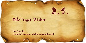 Mánya Vidor névjegykártya